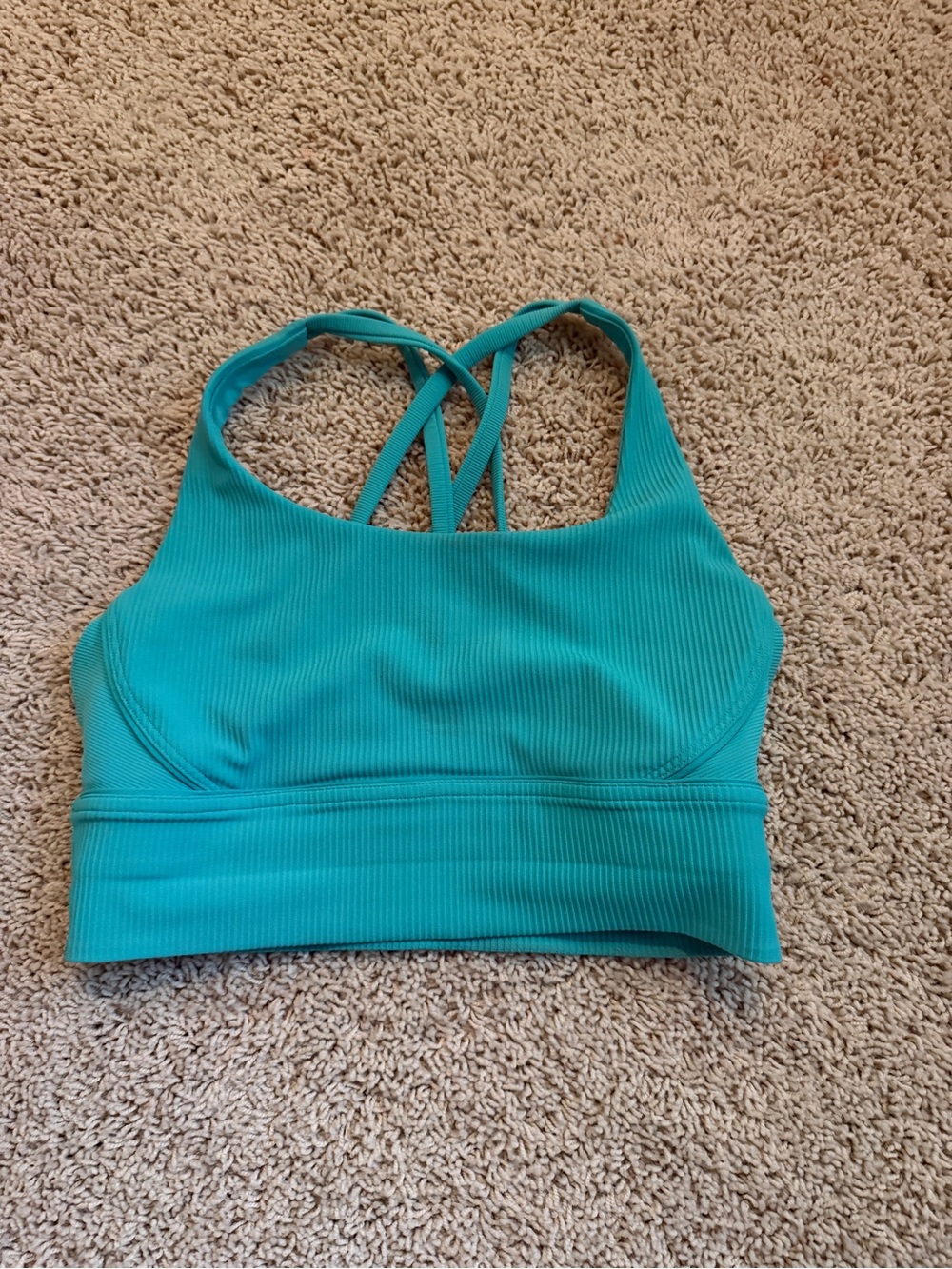 lululemon athletica Ribbed Teal Cross-Back Sports Bralette